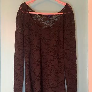 Black lace long sleeve top